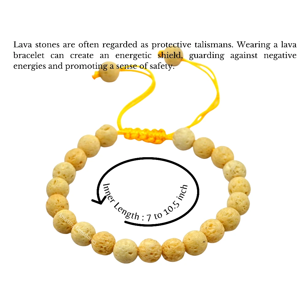 Cream Lava Stone Bracelet (Adjustable)