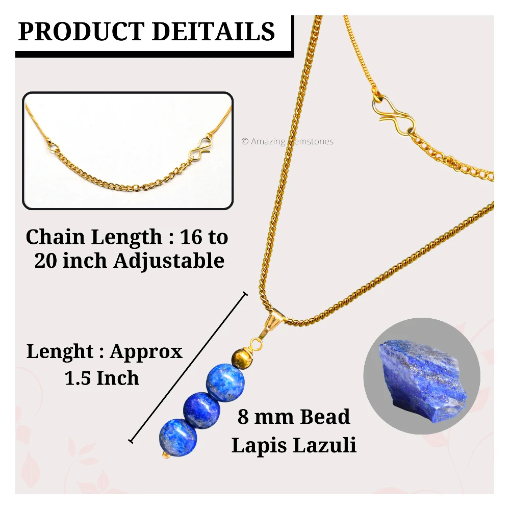 Lapis Lazuli Bead Pendant (Gold)