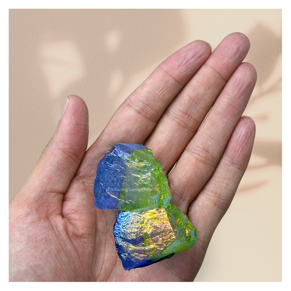 Apple-Tanzine Aura Quartz Raw Crystals (5 Pieces)
