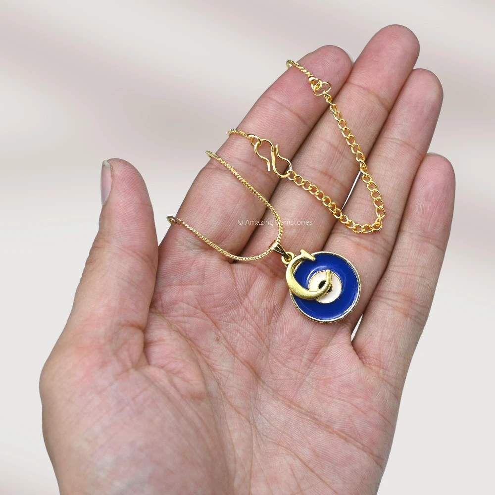 Evil Eye Pendant Necklace with C Initial