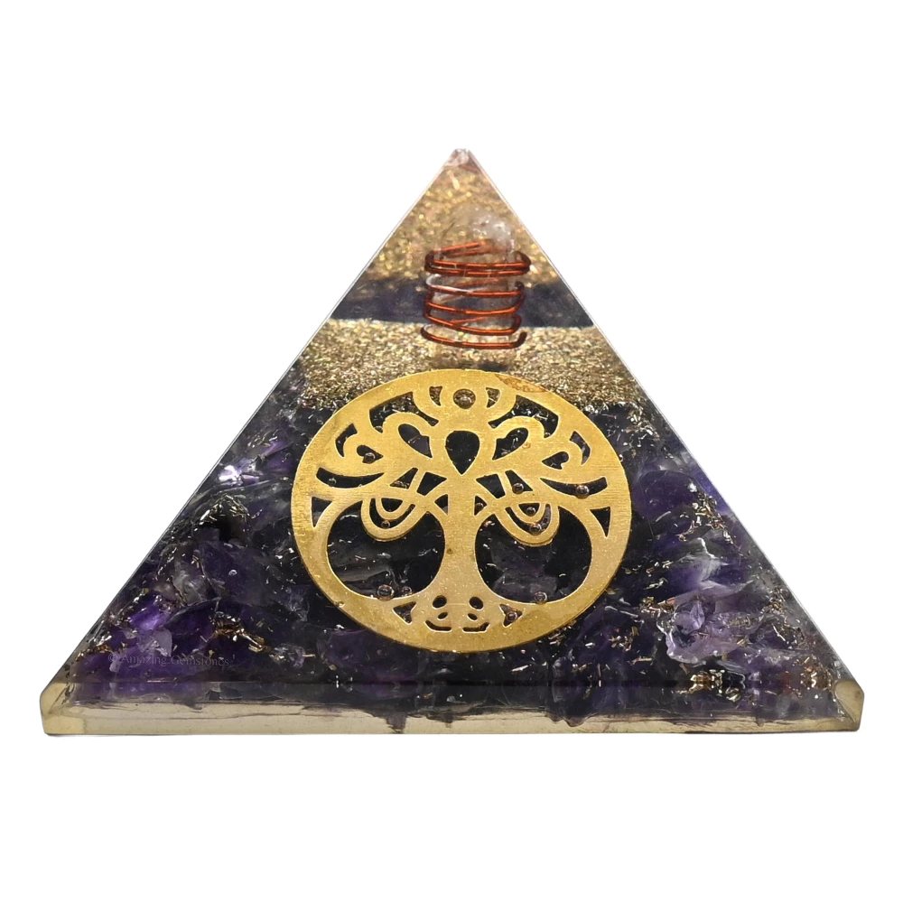 Amethyst Orgone Pyramid - Vintage Tree of Life