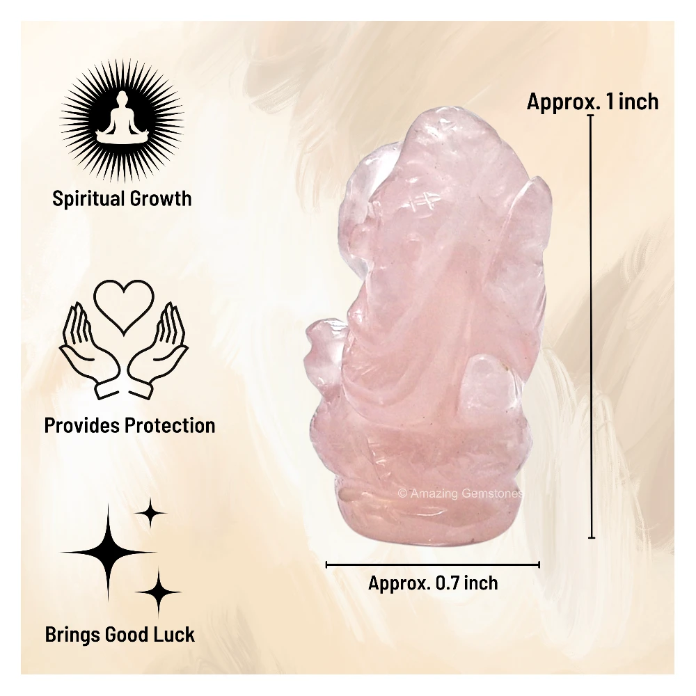 Rose Quartz Ganesha Crystal Idol
