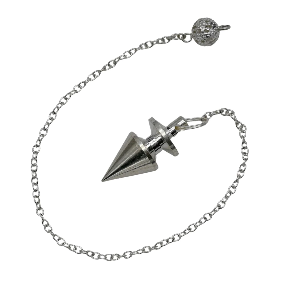 Copper Metal Pendulum - Silver Cone with Ring Plate (MP22)