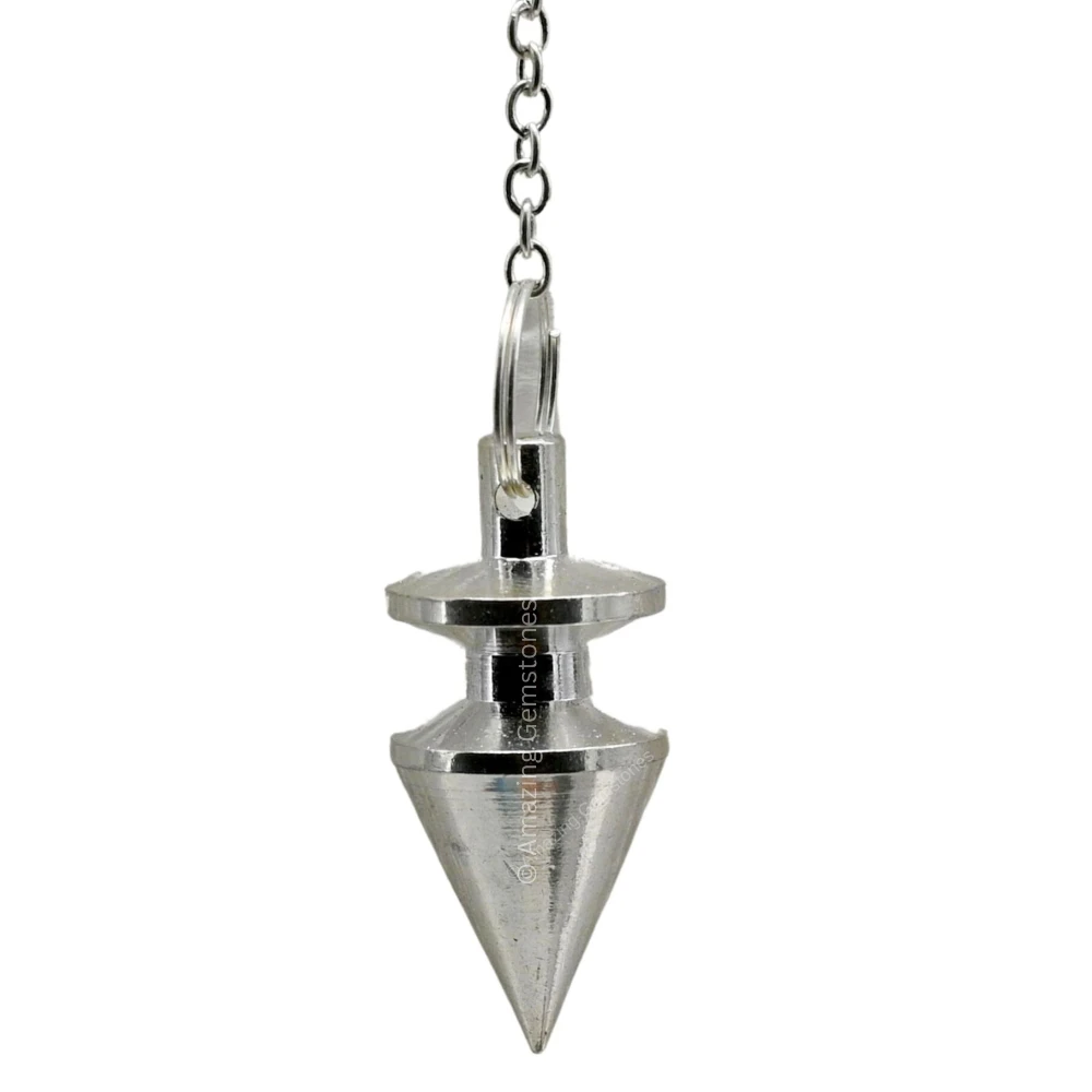 Copper Metal Pendulum - Silver Cone with Ring Plate (MP22)