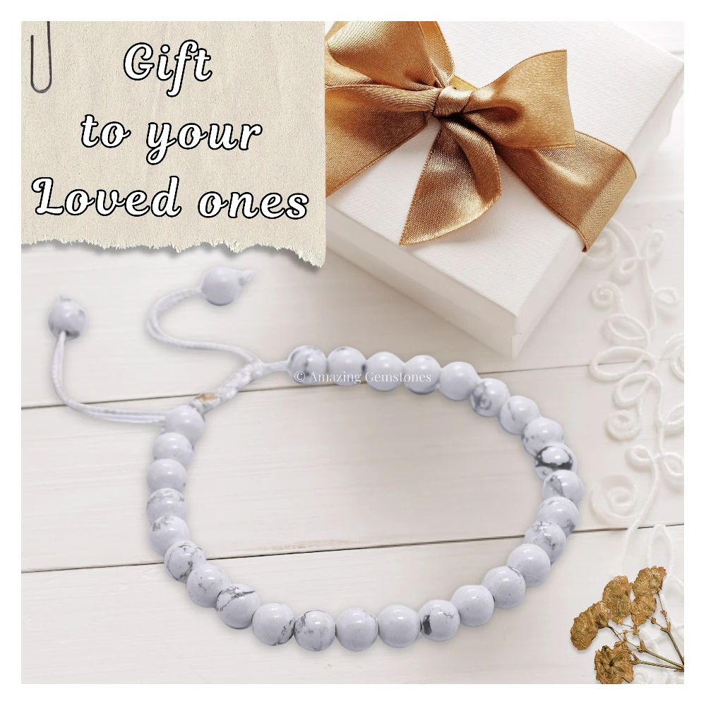 Howlite Healing Crystal Bracelets - 6mm Beads (Adjustable)
