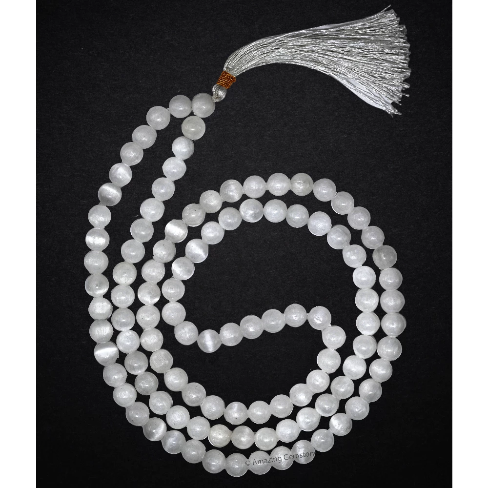 Selenite Japa Mala (Without Knot)