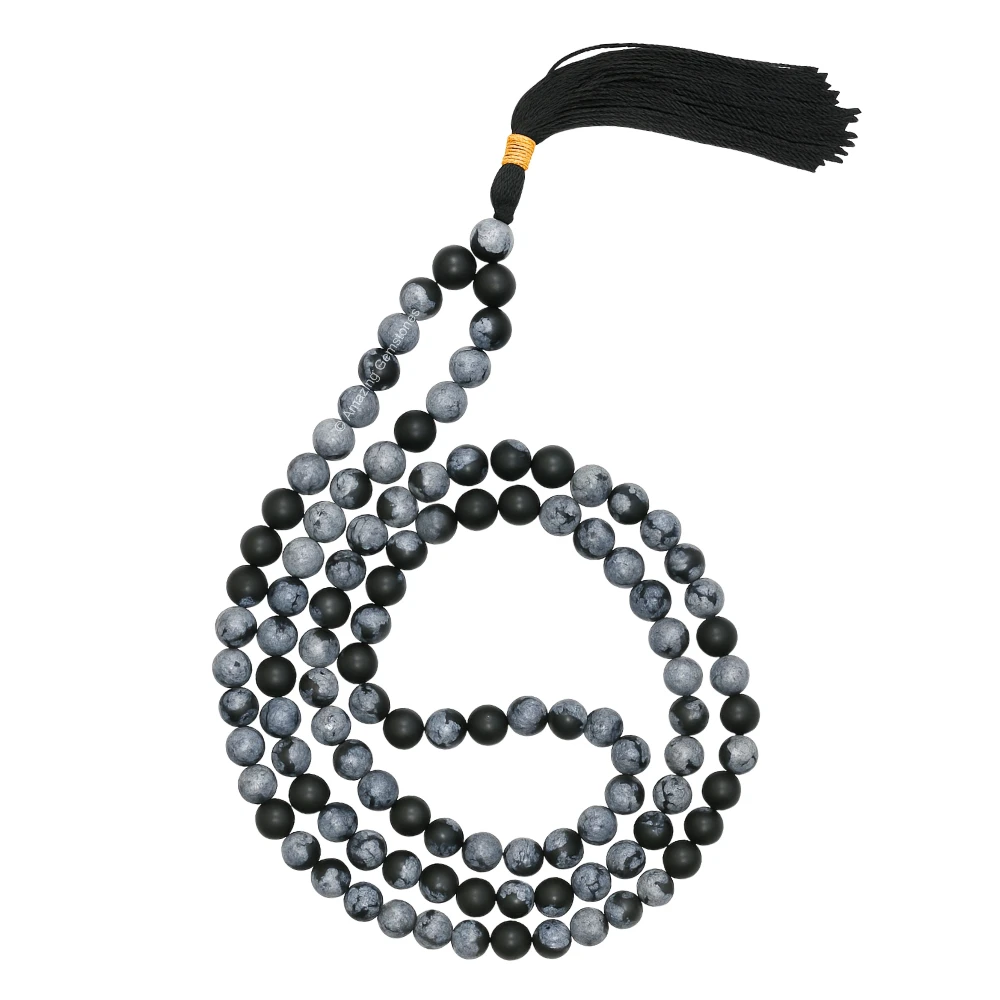 Snowflake Obsidian Mala
