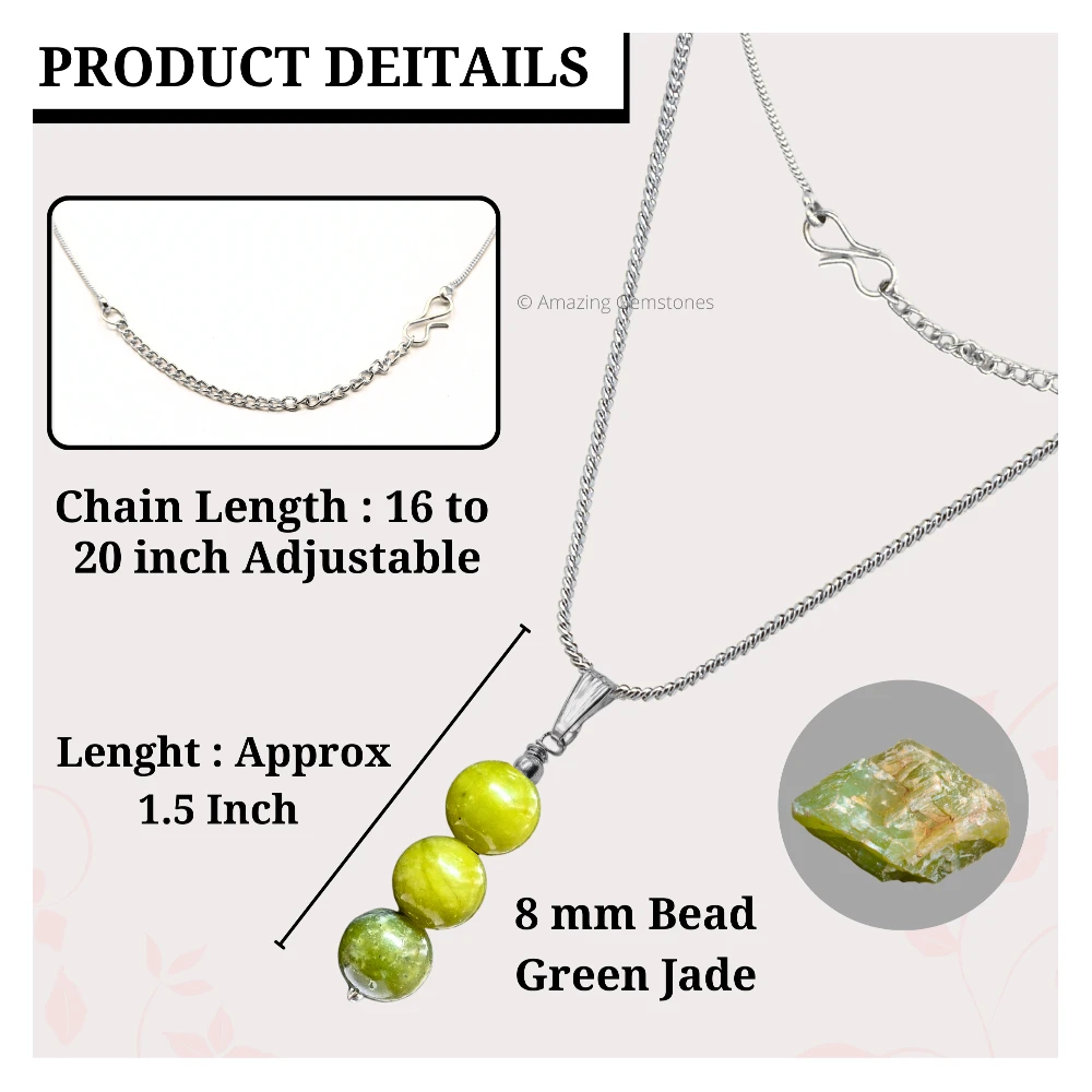 Green Jade Bead Pendant (Silver)
