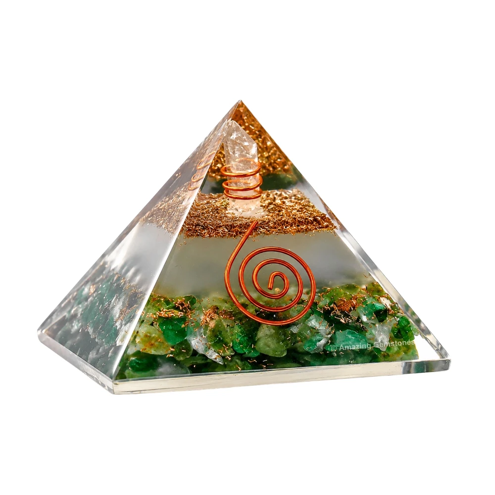 Green Aventurine Orgone Pyramid - Glow in Dark