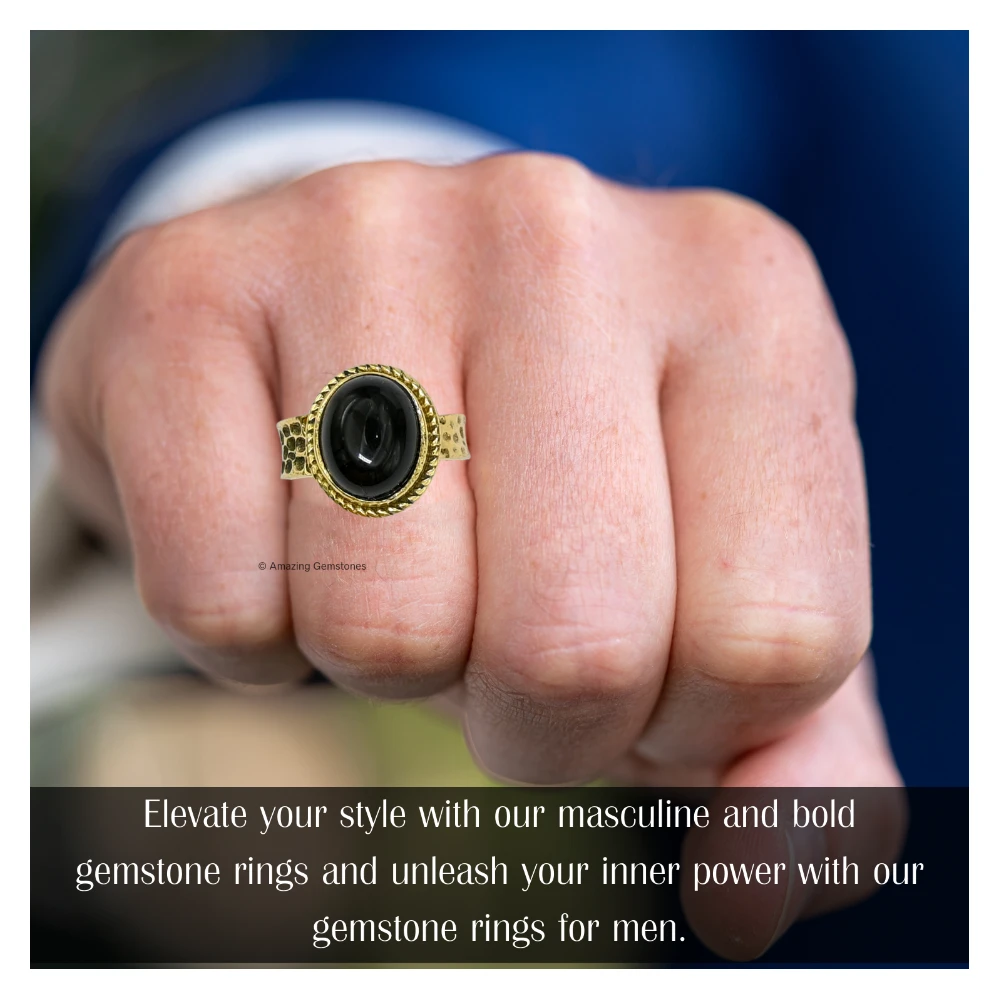 Black Onyx Crystal Ring (Gold)