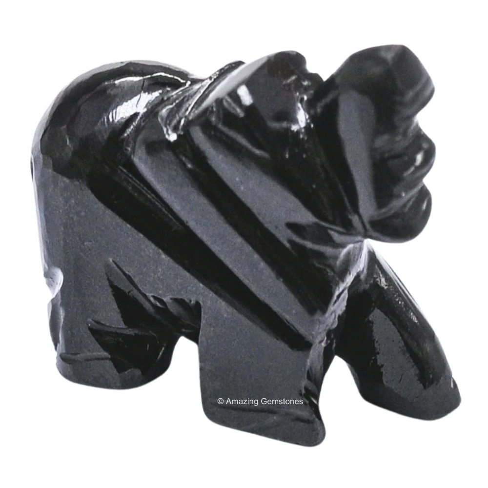 Black Agate Mini Elephant Crystal Figurine