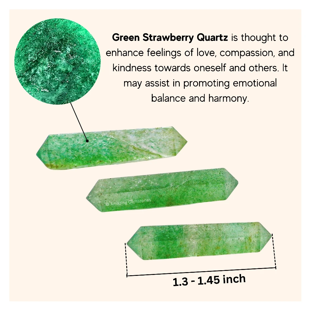 Green Strawberry Quartz Pencil Points (Double Terminated) (Set of 50)