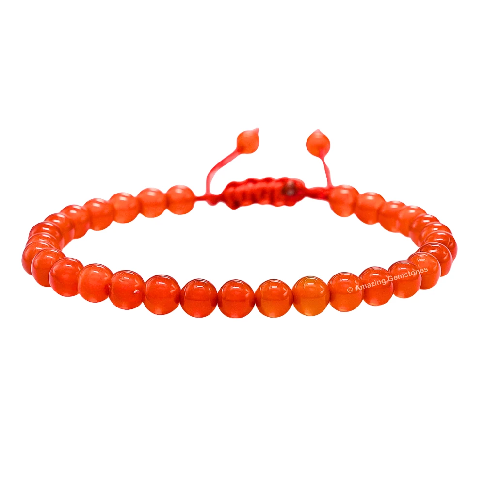 Carnelian Healing Crystal Bracelets - 6mm Beads (Adjustable)