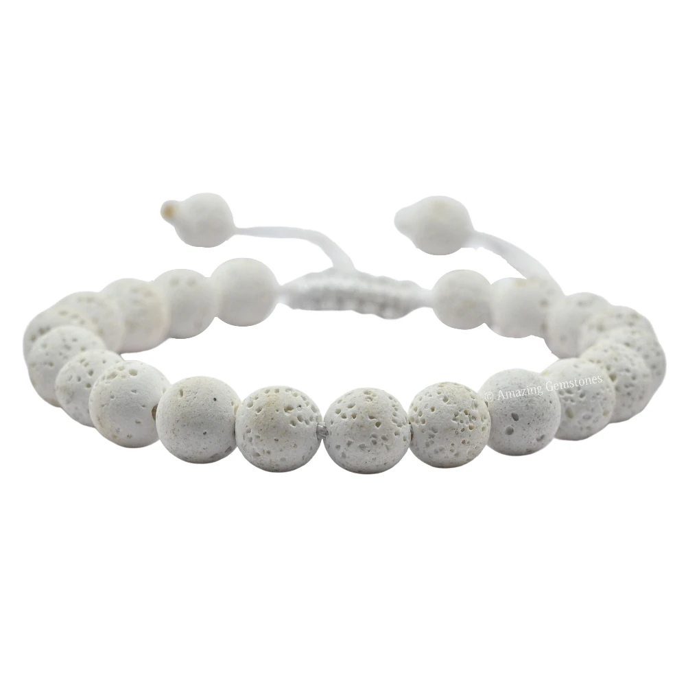 White Lava Stone Bracelet (Adjustable)