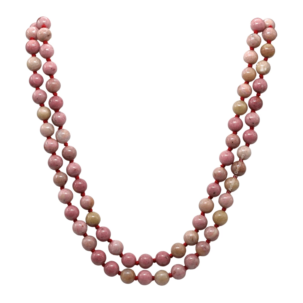 Pink Rhodonite Mala (Hand Knotted)
