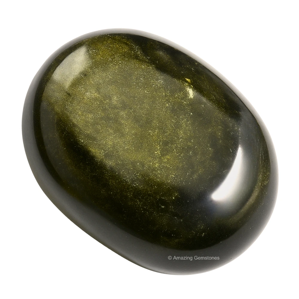 Golden Sheen Obsidian Palm Stone