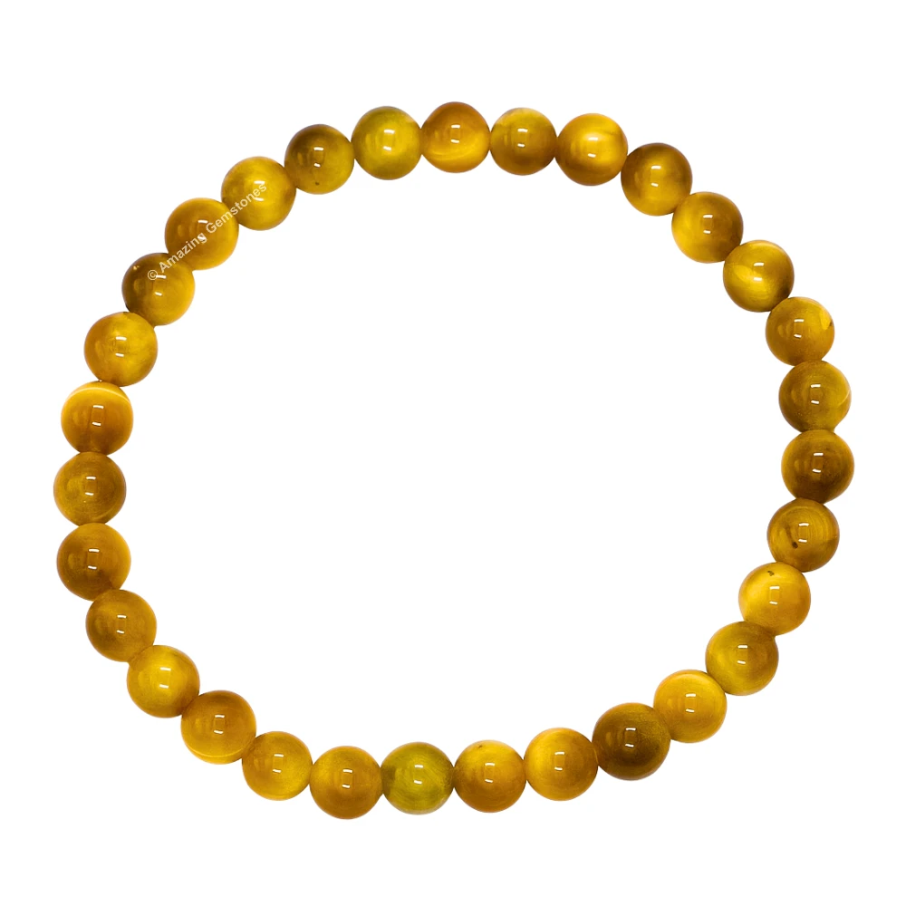 Yellow Cat's Eye Healing Crystal Bracelets - 6mm Beads