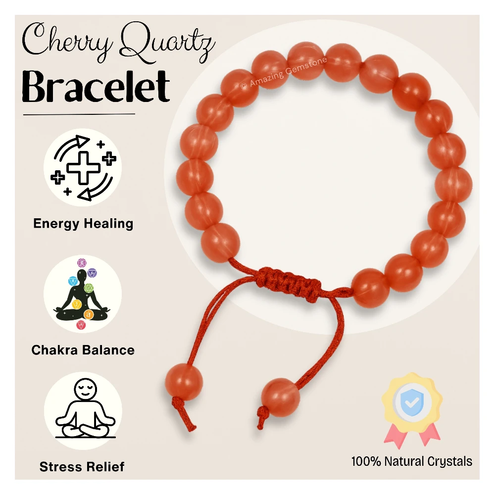 Cherry Quartz Bracelet (Adjustable)