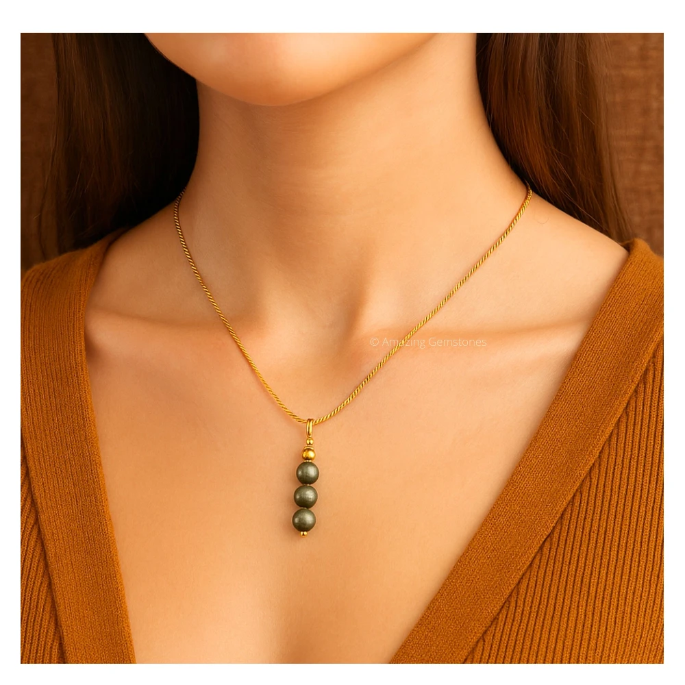 Pyrite Bead Pendant (Gold)