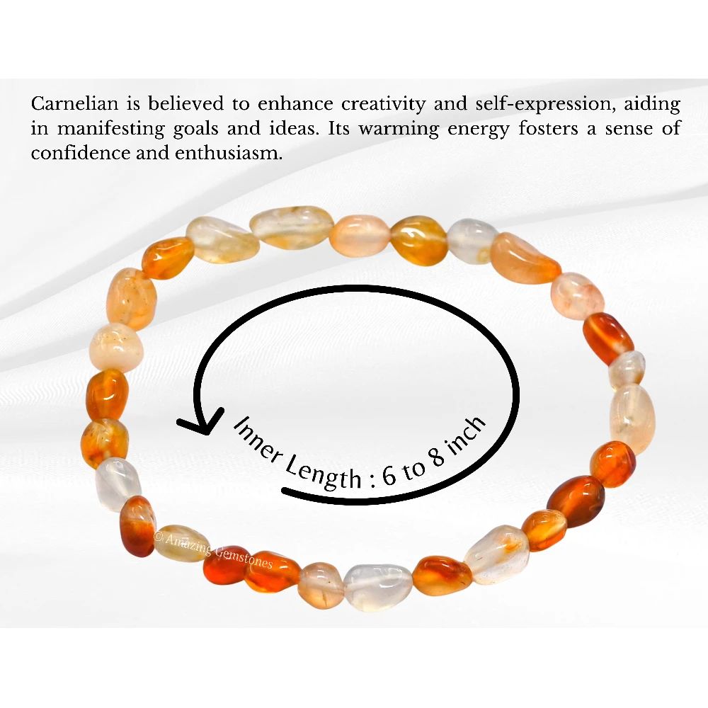 Carnelian Tumbled Stone Bracelet (Stretchable)