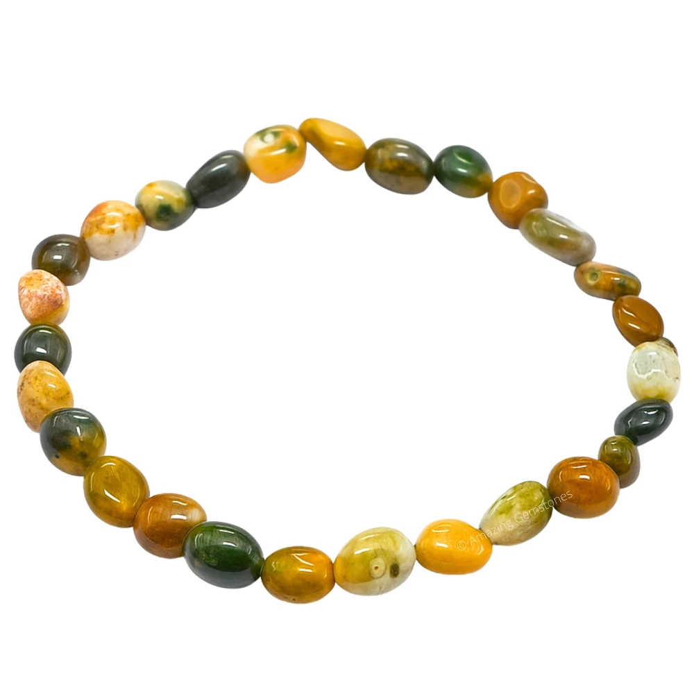 Fancy Jasper Tumbled Stone Bracelet (Stretchable)