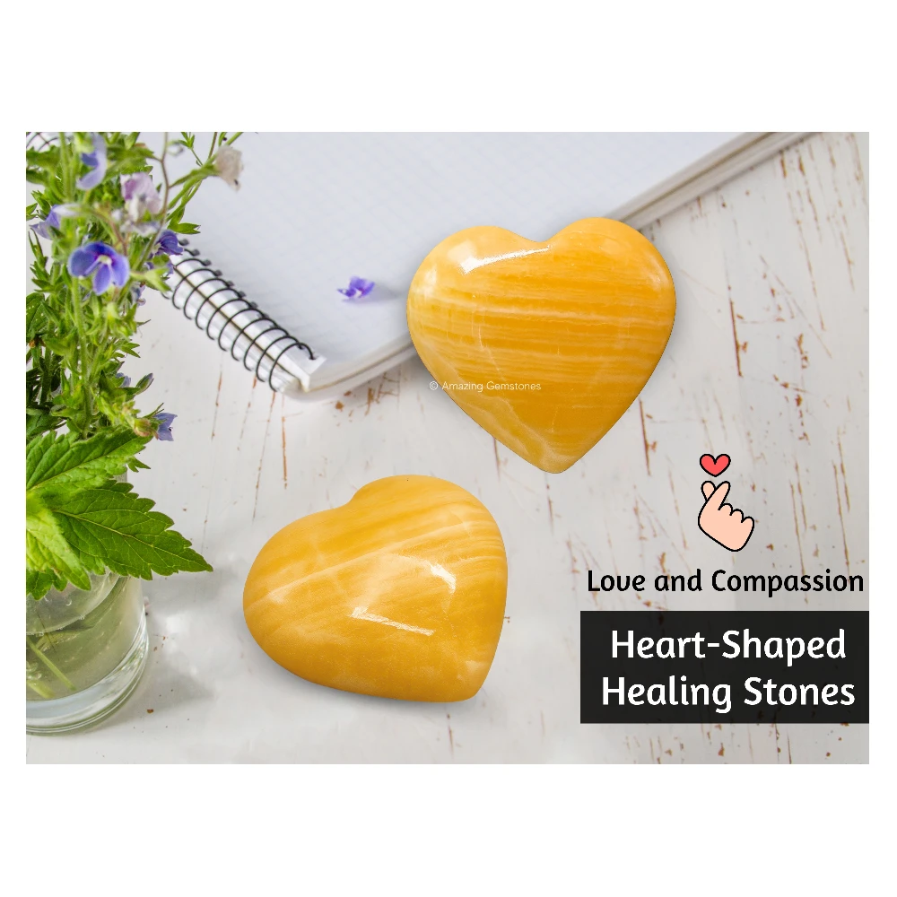 Yellow Calcite Heart