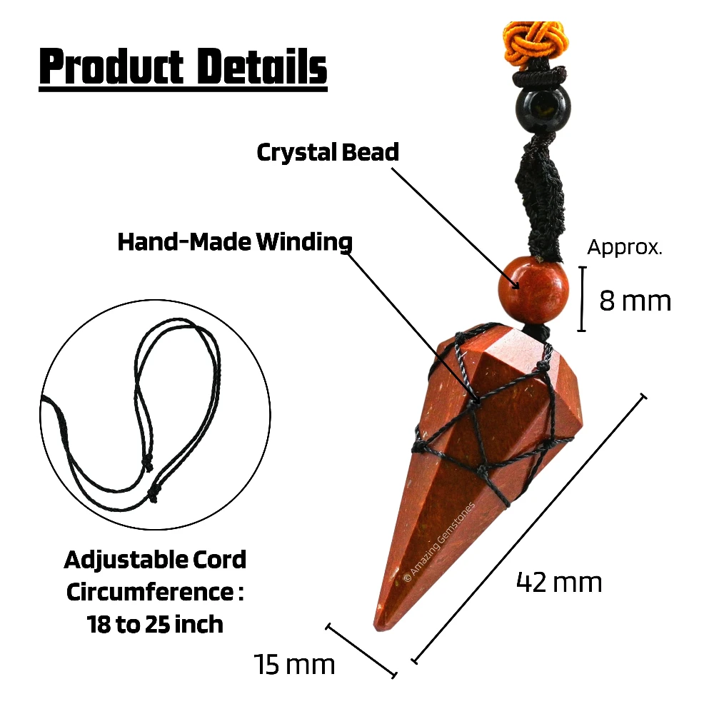 Red Jasper Pendulum Pendant Necklace (Macrame)