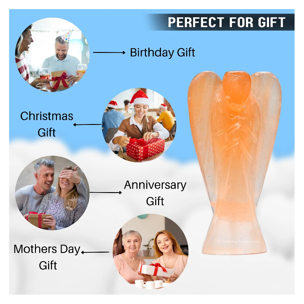 Orange Selenite Angel Figurine (1.5 Inch)