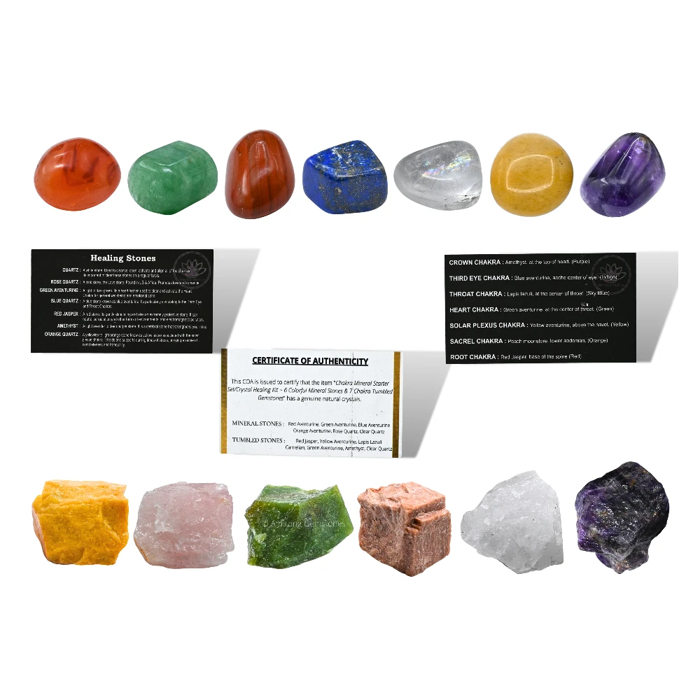 7 Chakra Tumbled and Raw Stone (13 Pcs)