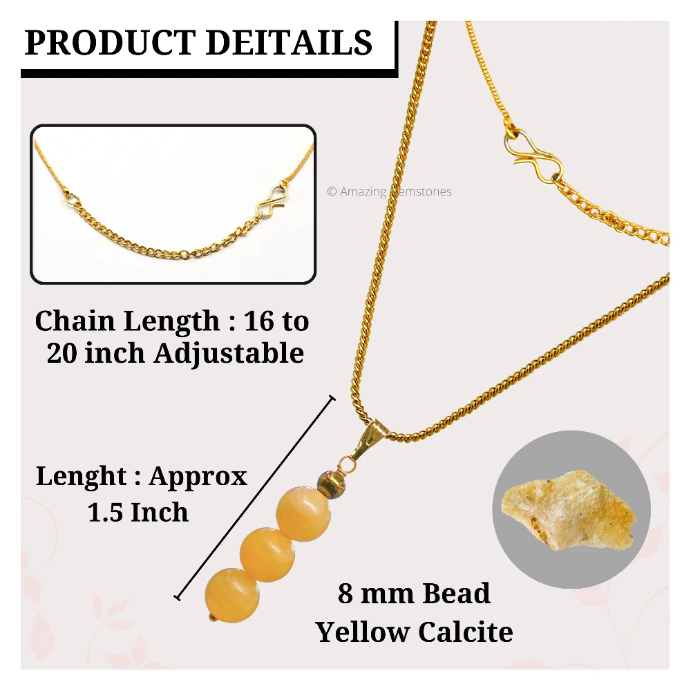 Yellow Calcite Bead Pendant (Gold)