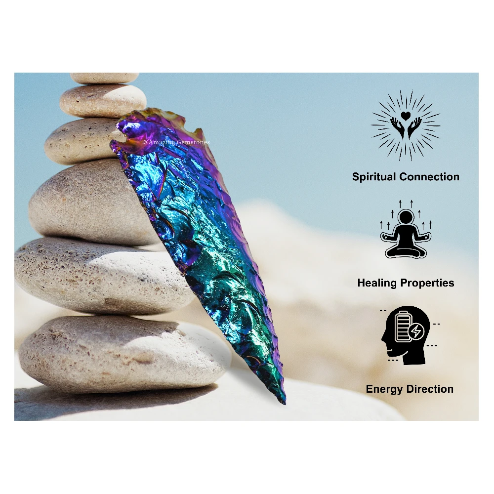 Titanium Aura Quartz Crystal Arrowhead - 3" to 4"