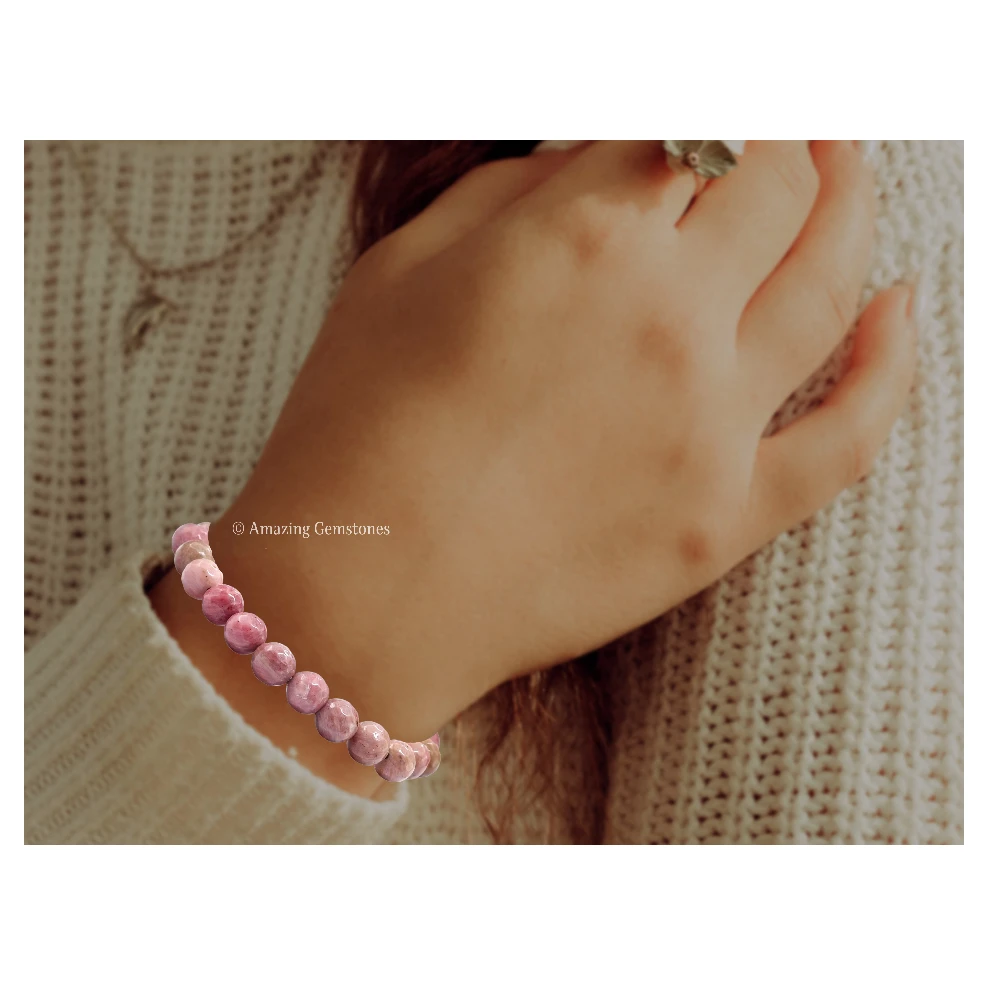 Pink Rhodonite Bracelet (Faceted-Adjustable)