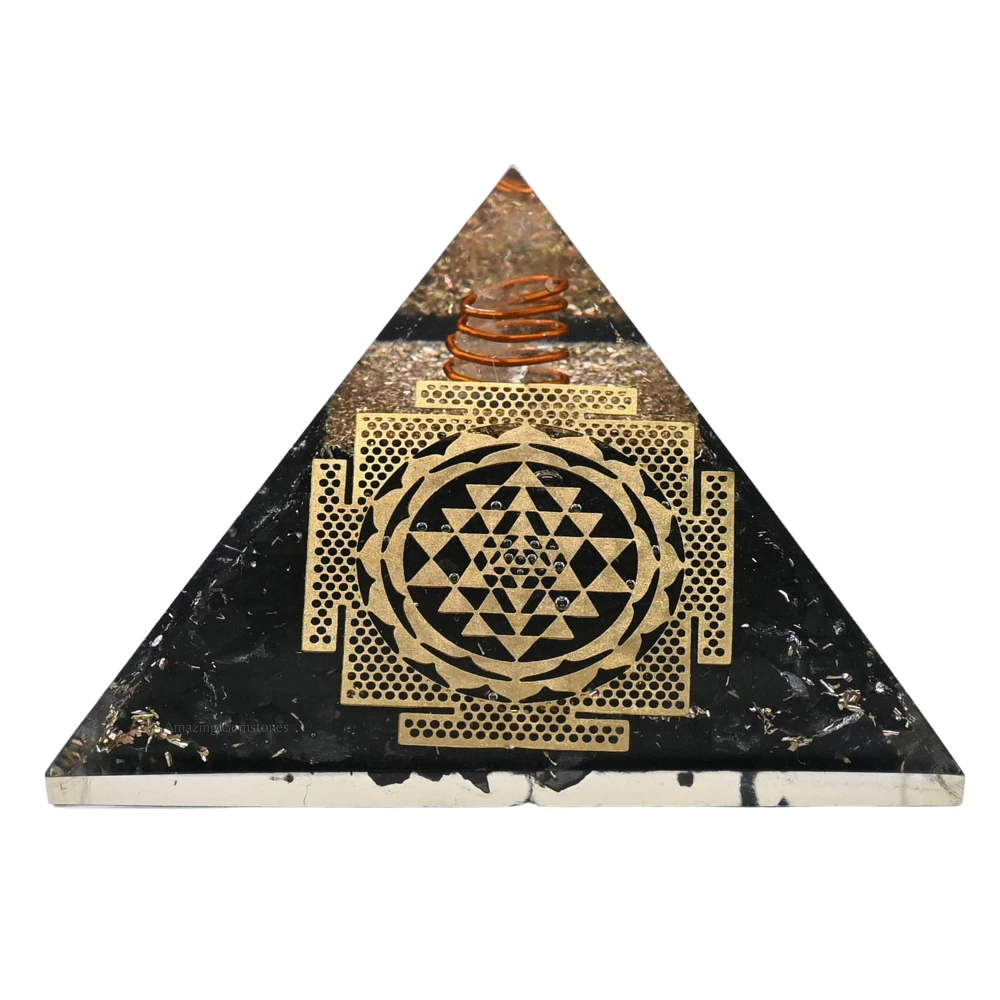 Shungite Orgone Pyramid - Big Sri Yantra