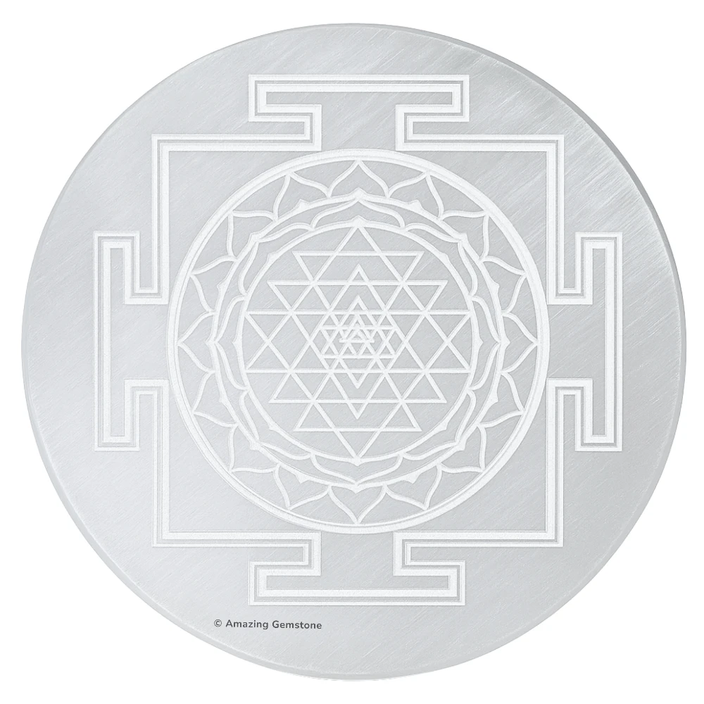 Selenite Charging Plate for Crystals - Sri Yantra