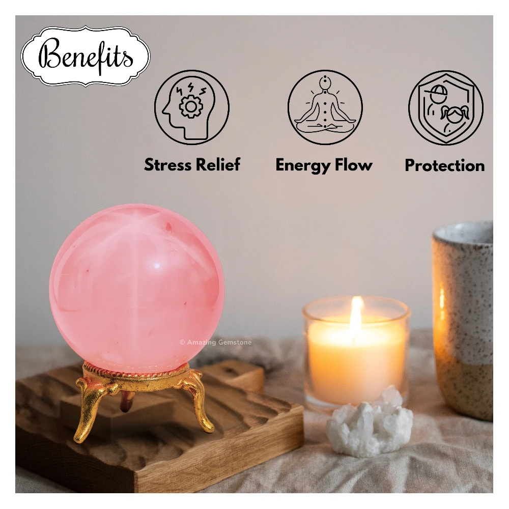 Star Rose Quartz Sphere (2 Inch)