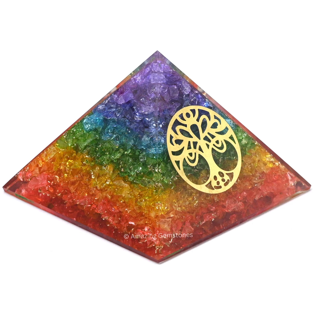 Chakra Onyx Orgone Pyramid - Vintage Tree of Life