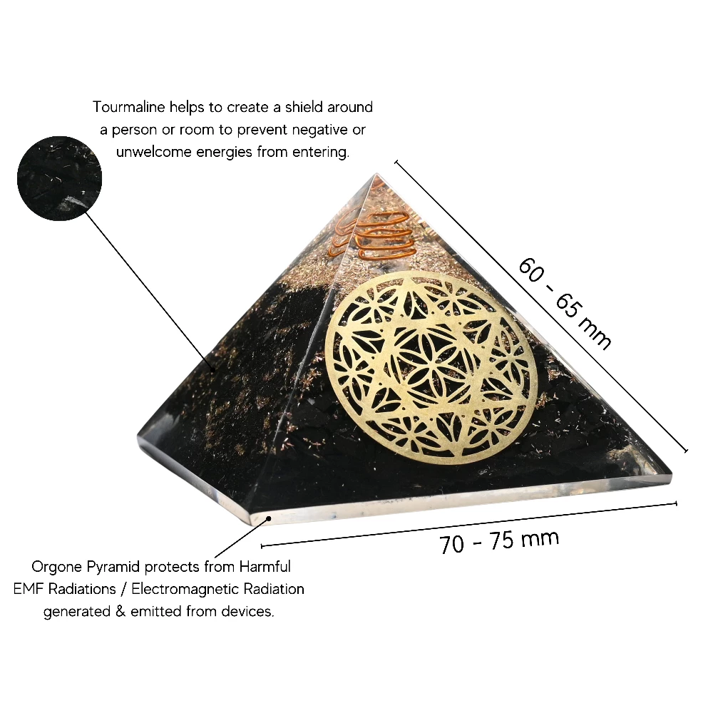 Black Tourmaline Orgone Pyramid - Star of David