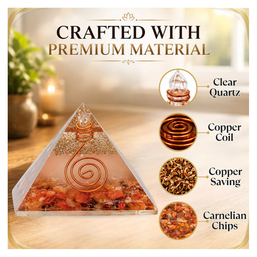 Carnelian Orgone Pyramid - Glow in Dark