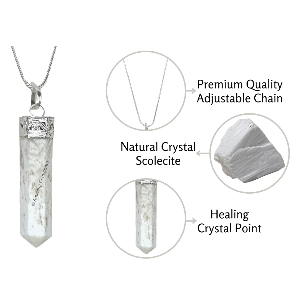 Scolecite Necklace - Pencil Point (Silver)