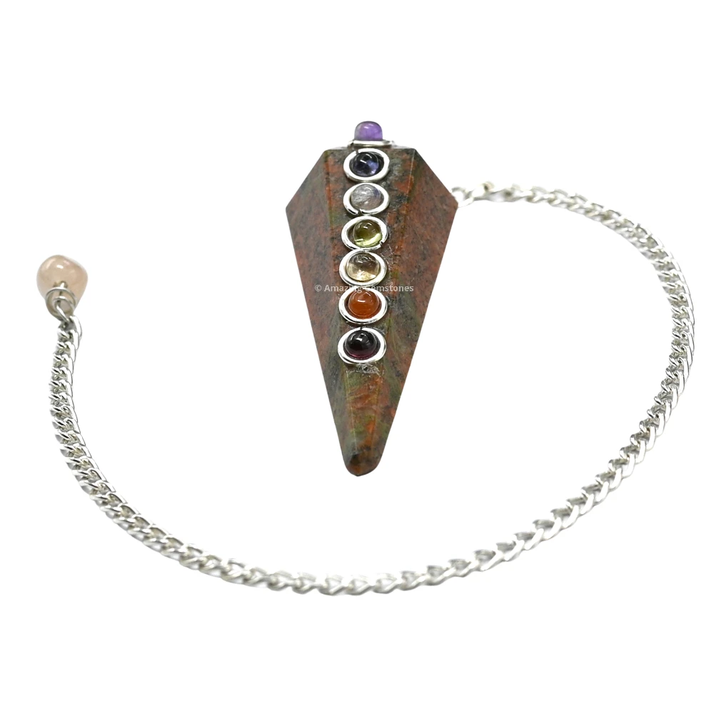 Unakite Chakra Crystal Pendulum