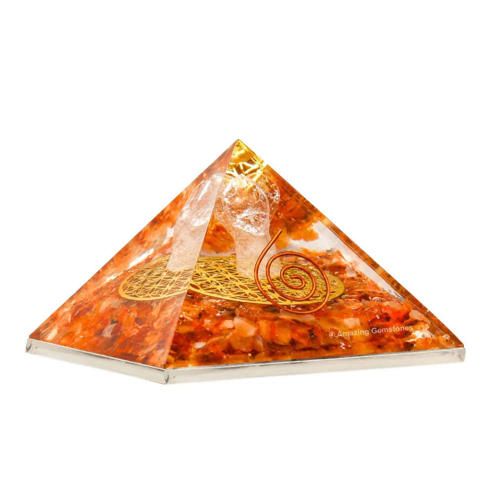 Carnelian Orgone Pyramid - Angel Glow in Dark