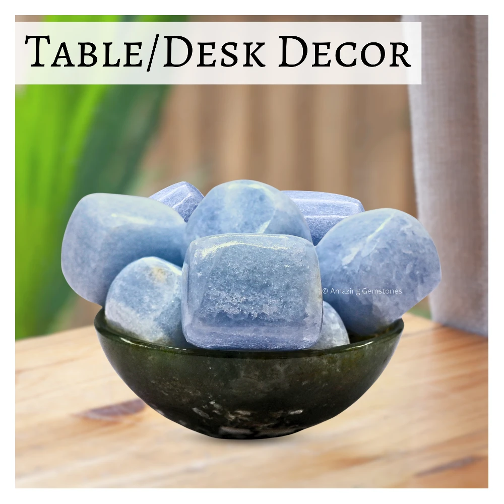 Tumbled Blue Calcite Stone Crystals (1000+ Carats)