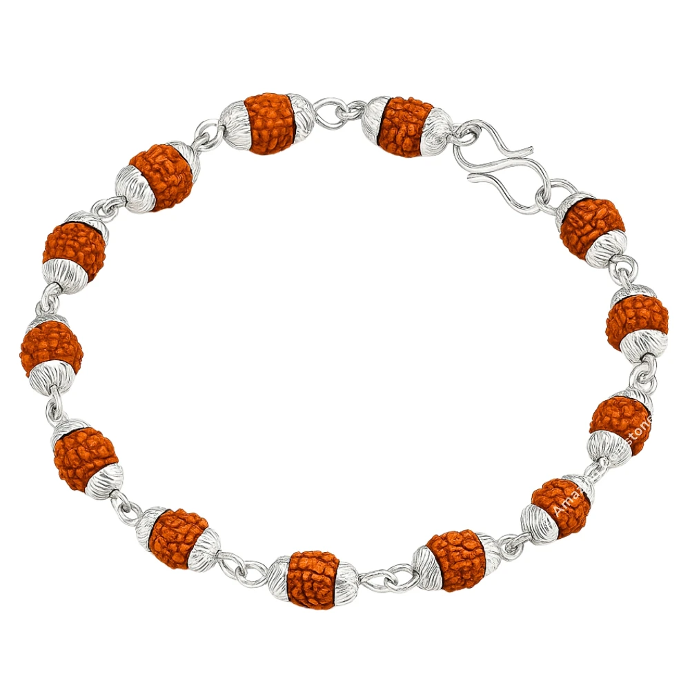 6mm Rudraksha Bracelet (Silver Chain)