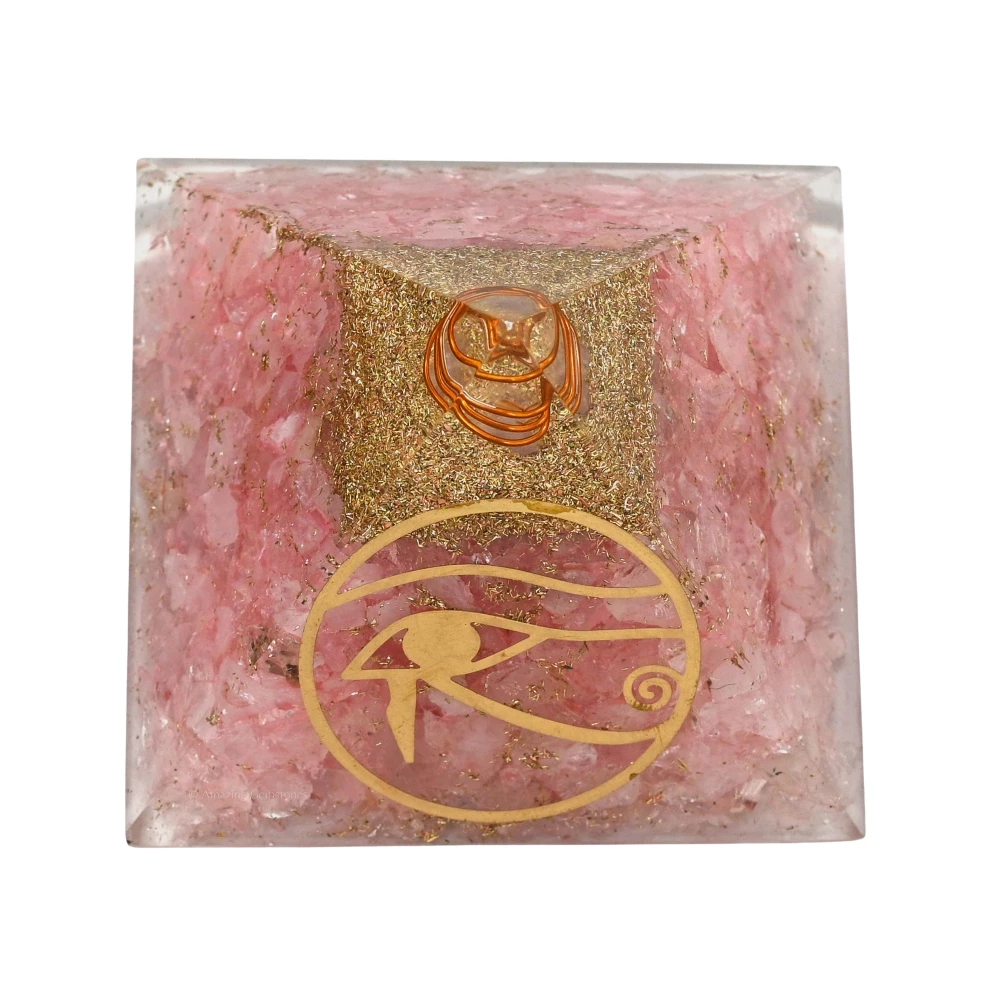 Rose Quartz Orgone Pyramid - Eye of Horus