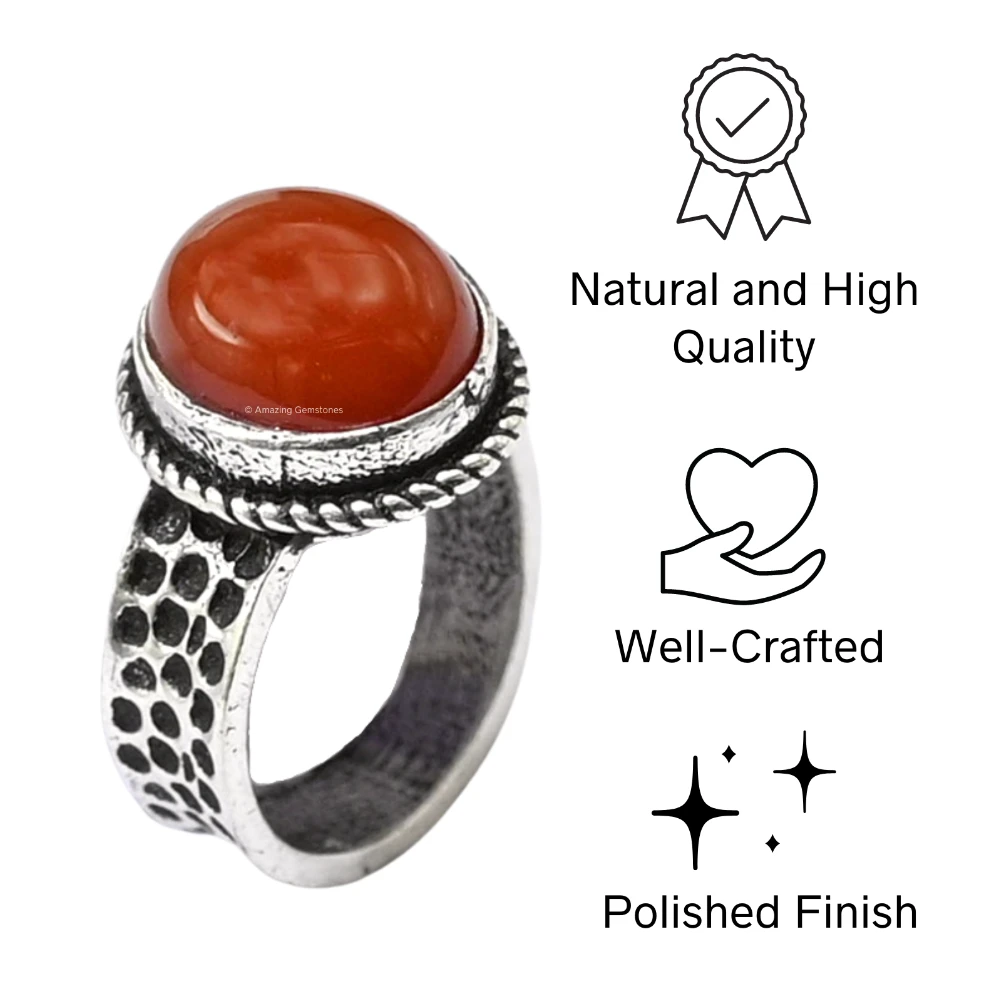 Carnelian Onyx Crystal Ring (Silver)