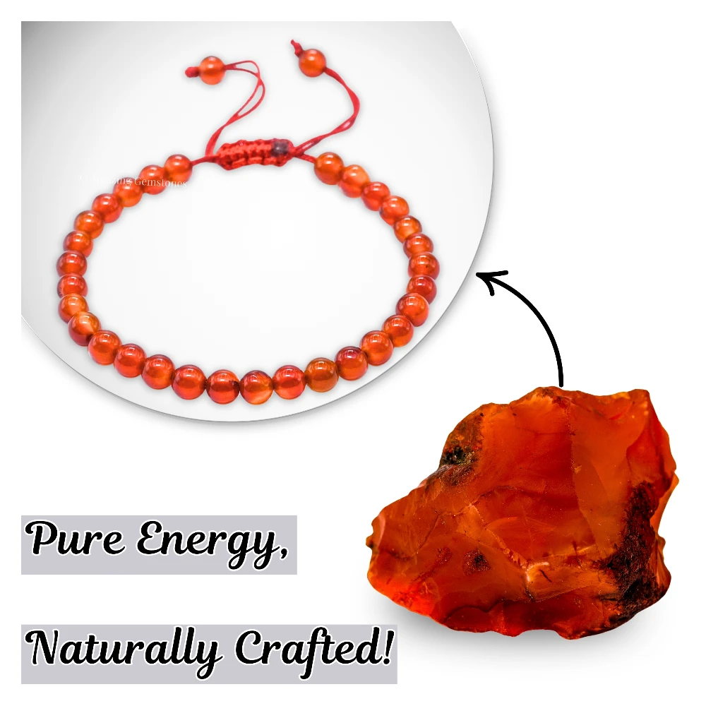 Carnelian Healing Crystal Bracelets - 6mm Beads (Adjustable)
