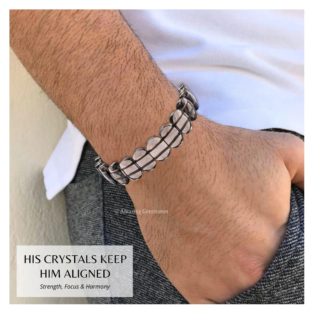 Smoky Quartz Faceted Bracelet - Oval Stone