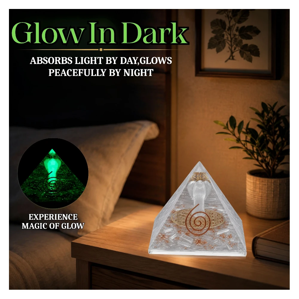 Selenite Orgone Pyramid - Angel Glow in Dark