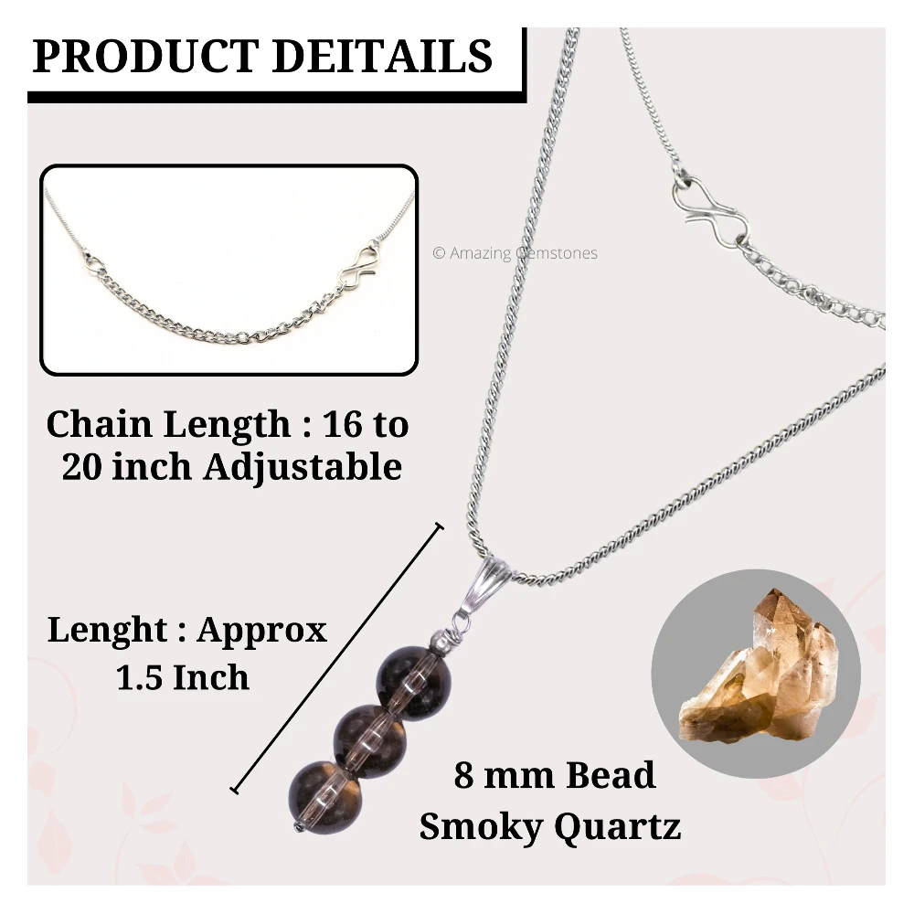 Smoky Quartz Bead Pendant (Silver)