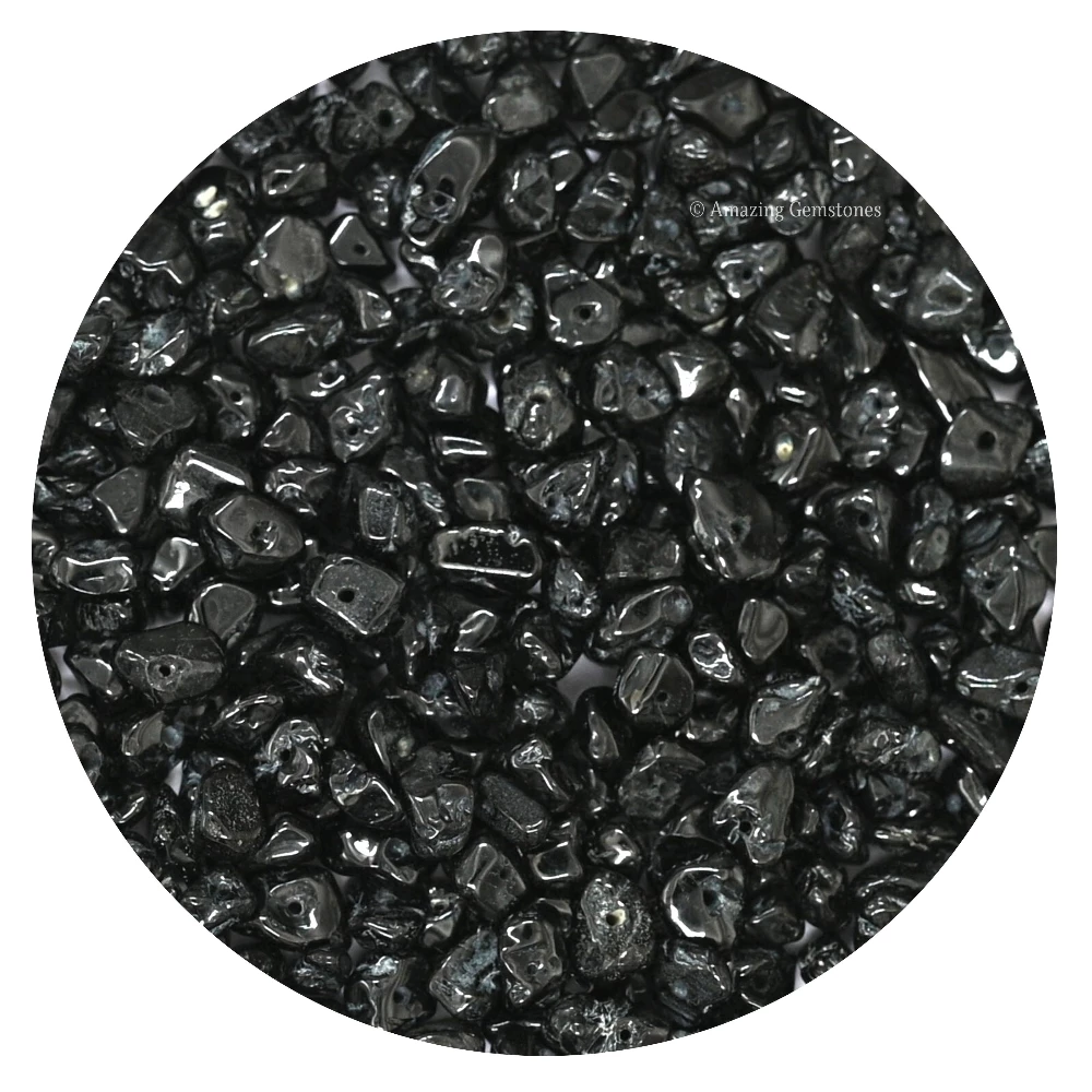 Black Tourmaline Chips - Pre Drilled